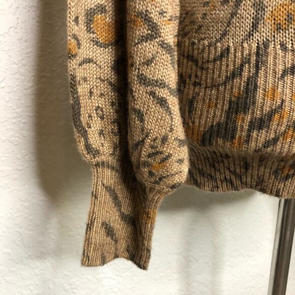 WHBM tan brown animal print balloon sleeve sweater size Medium NWT - Picture 5 of 14